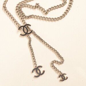 Authentic genuine Chanel 2004 CC Chain Belt Link Silver Tone coco logo charm